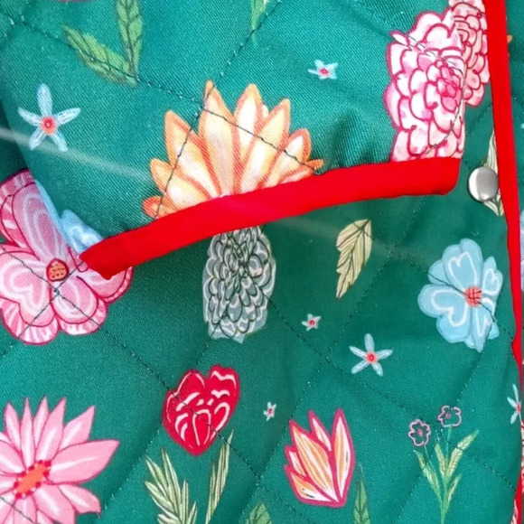 My Little Belleville - THE BEIJING QUILTED COAT-  GREEN FLORAL - Picture 13 of 16